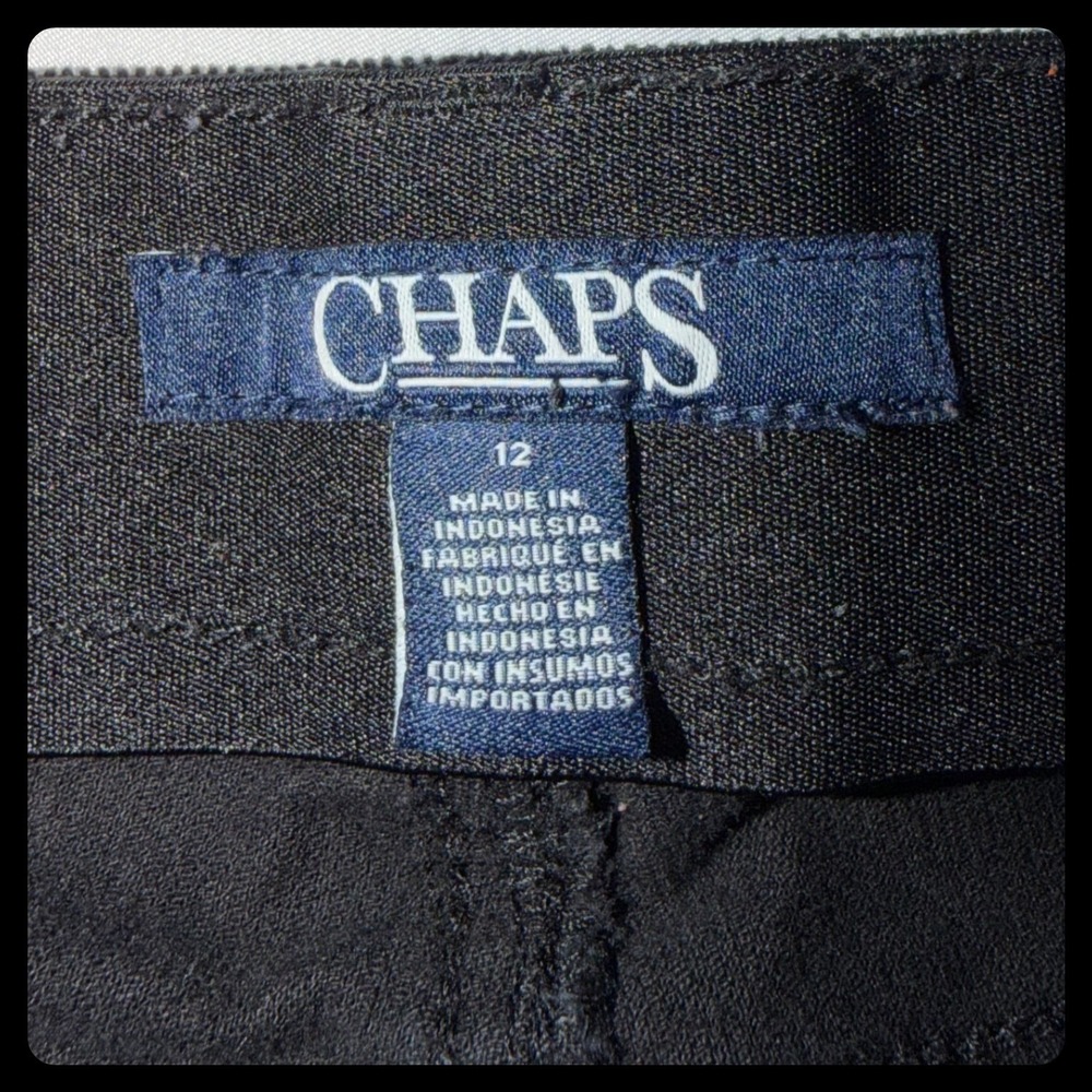 Chaps Corduroy Pants Women 12 Black Straight Leg Stretch Casual - Picture 2 of 7
